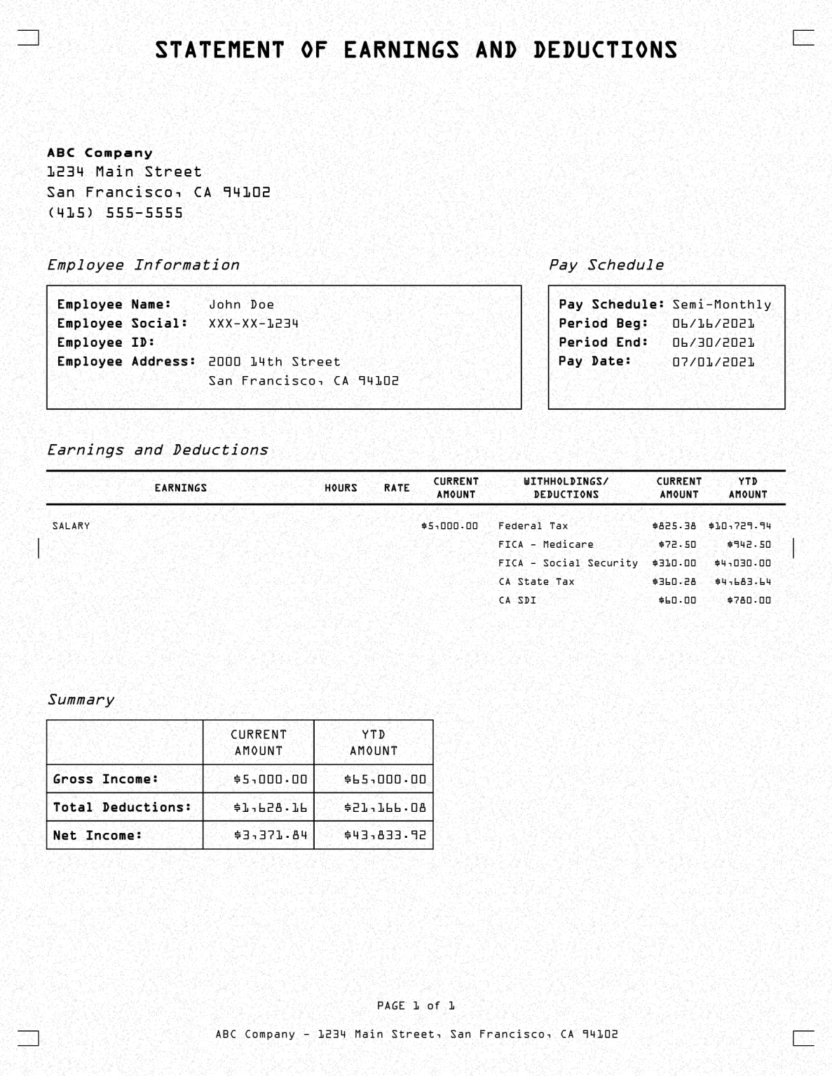 Sample Pay Stub Templates - Mr Pay Stubs